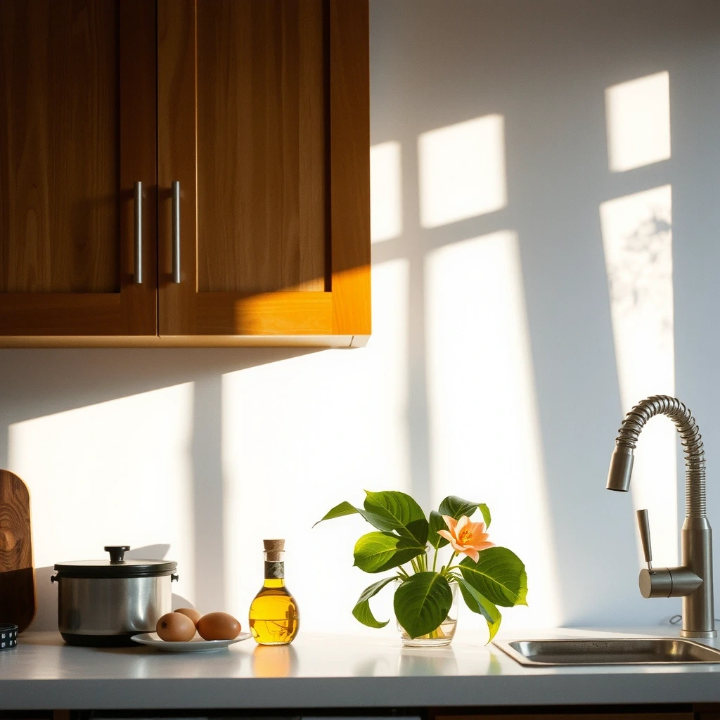 Before cleaning: Kitchen countertop showing natural wear